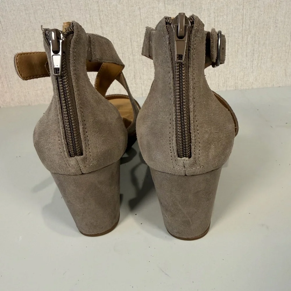 Lucky Brand Kenadee Womens Size 9M Wedge Sandals Shoes Brindle Brown/Oiled Suede